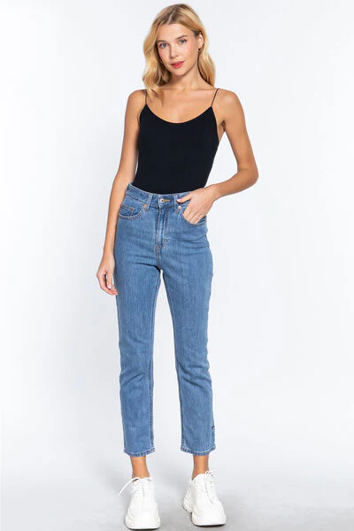 Ribbed Round Neck Cami Bodysuit