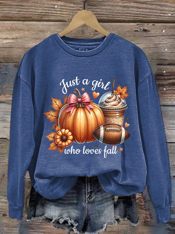 Women's Just A Girl Who Loves Fall Print Sweatshirt