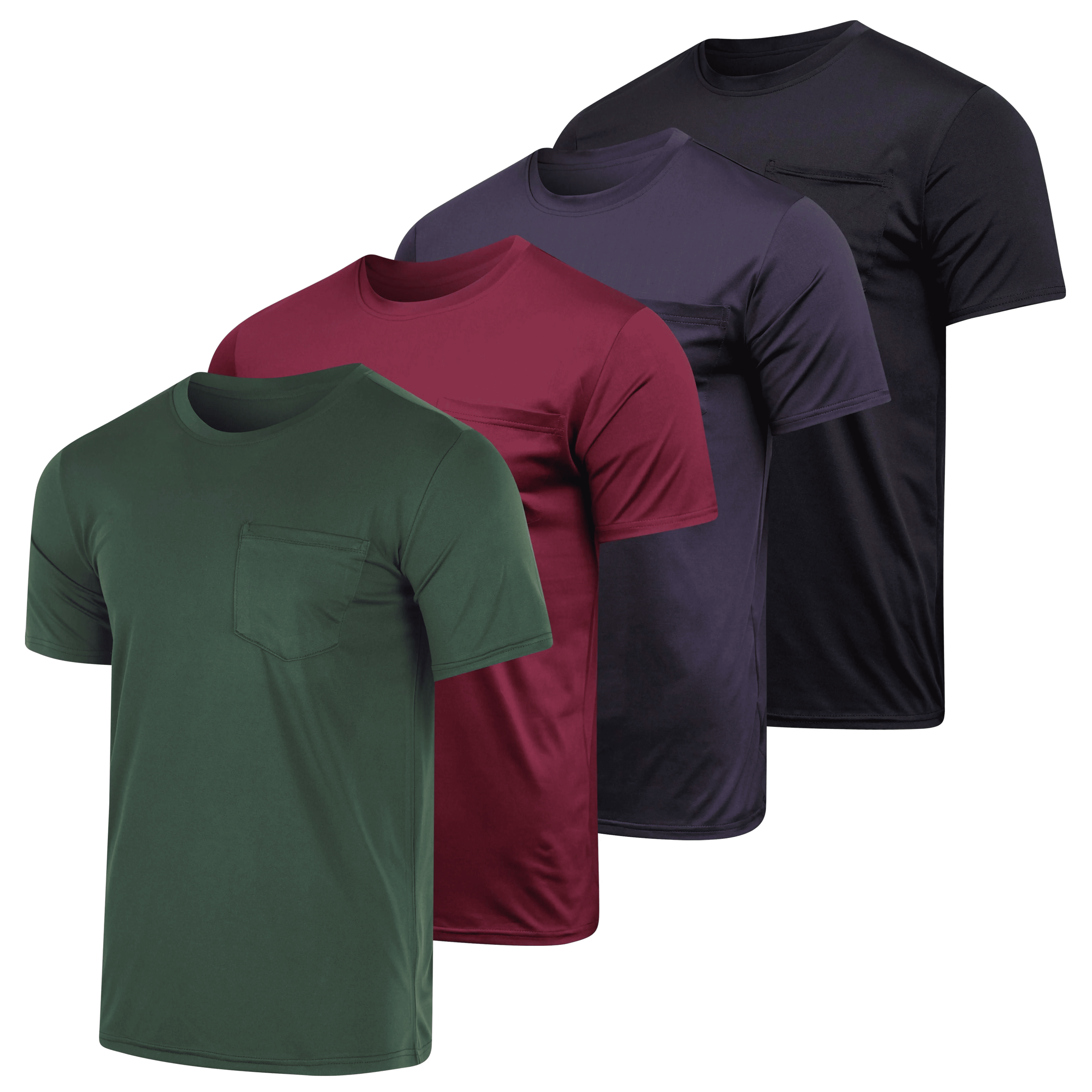 Men's Dry-Fit Short Sleeve Pocket Crew Performance Athletic T-Shirt (Available in Big & Tall)