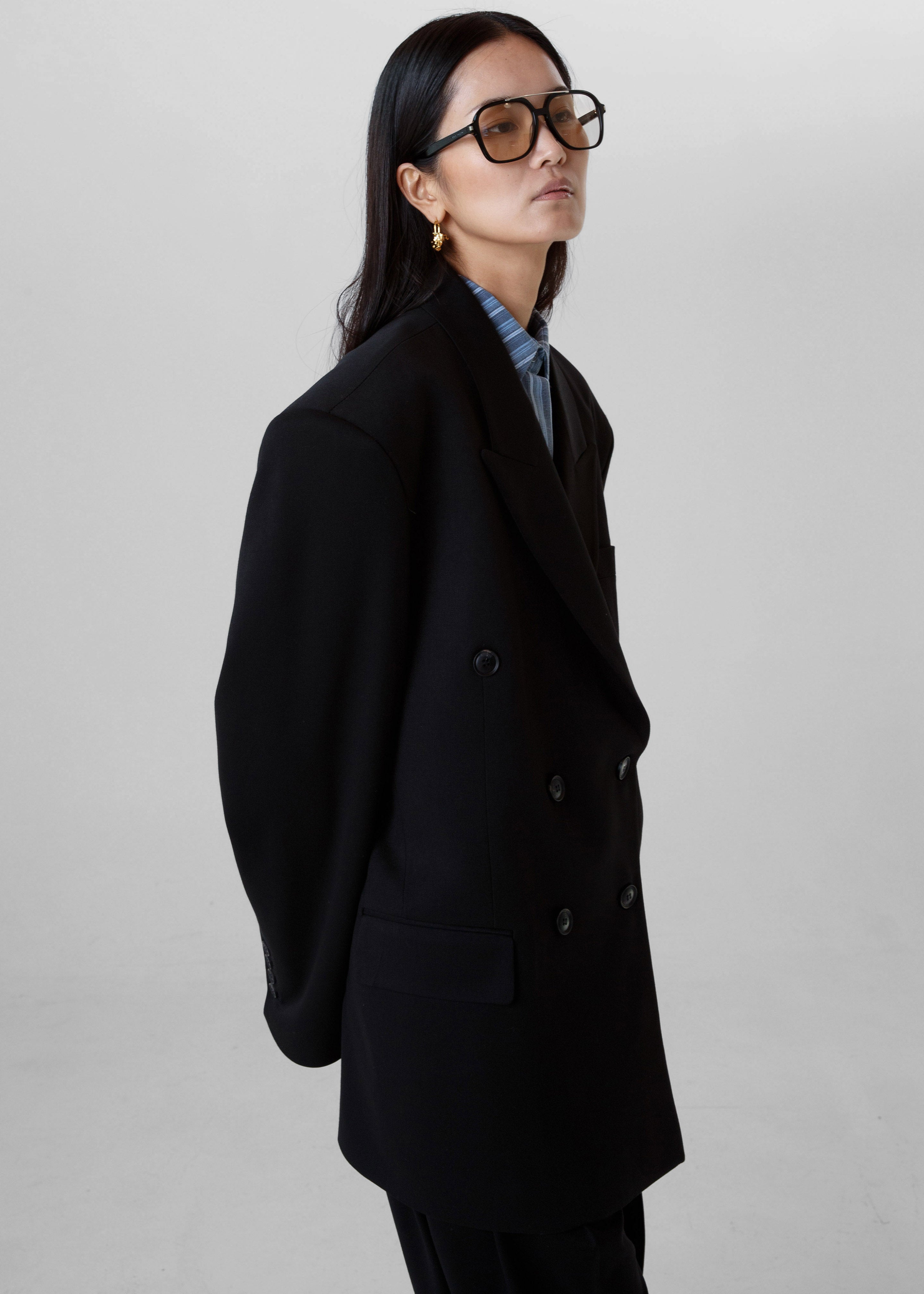Vester Double-Breasted Blazer - Black
