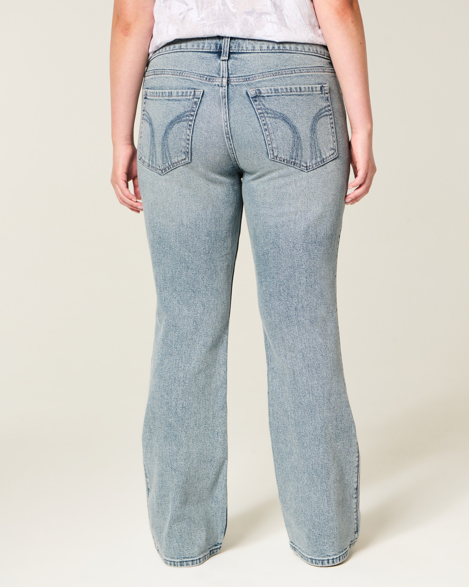 Low-Rise Dark Wash Embroidered Bootcut Jeans