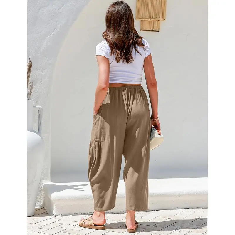 Womens Linen Wide Leg Pants
