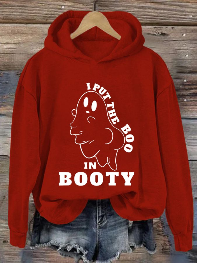 Women's Funny Halloween I Put The Boo in Booty Casual Hoodie