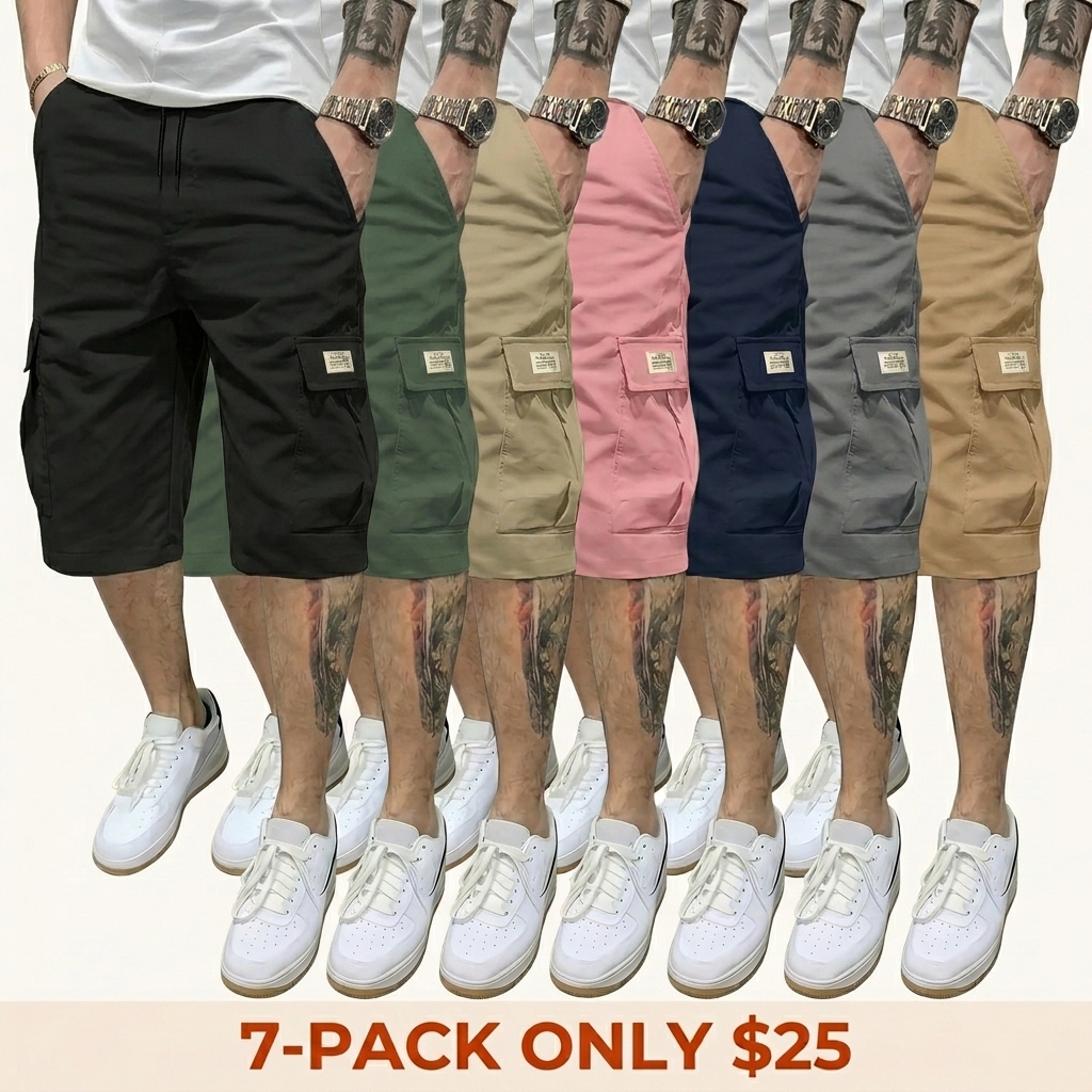 Men's Slim-Fit Shorts — Lightweight & Breathable, Multi-Pocket Design with Slanted Entry