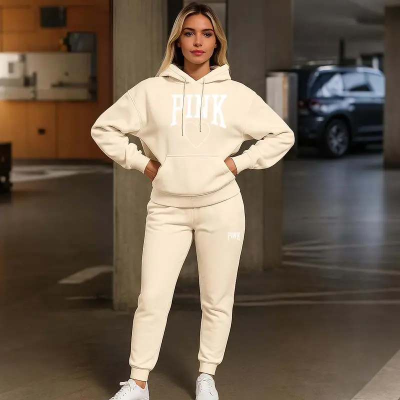 Women's Printed Hoodie & Drawstring Sweatpants