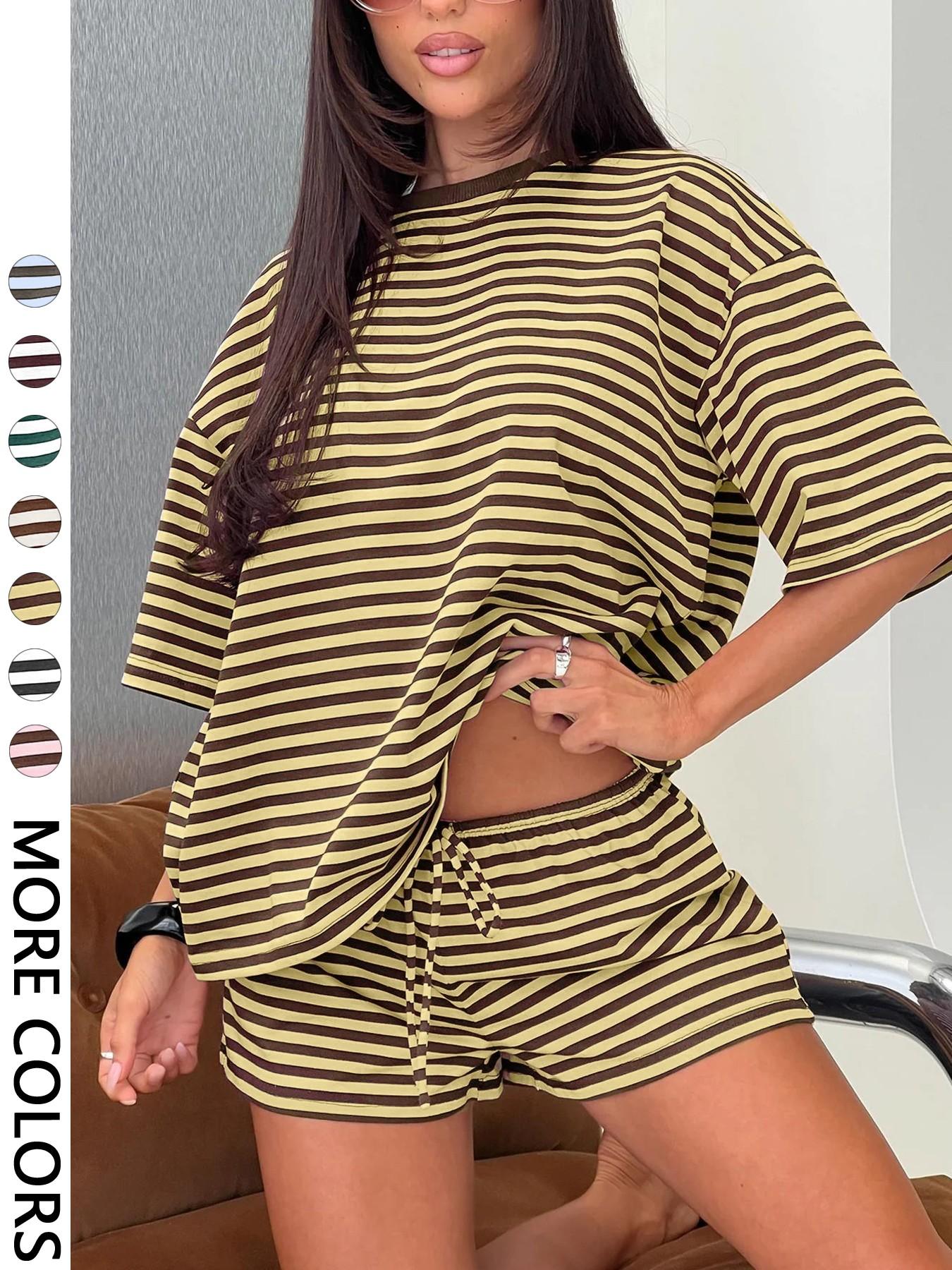 Women's striped print two-piece set