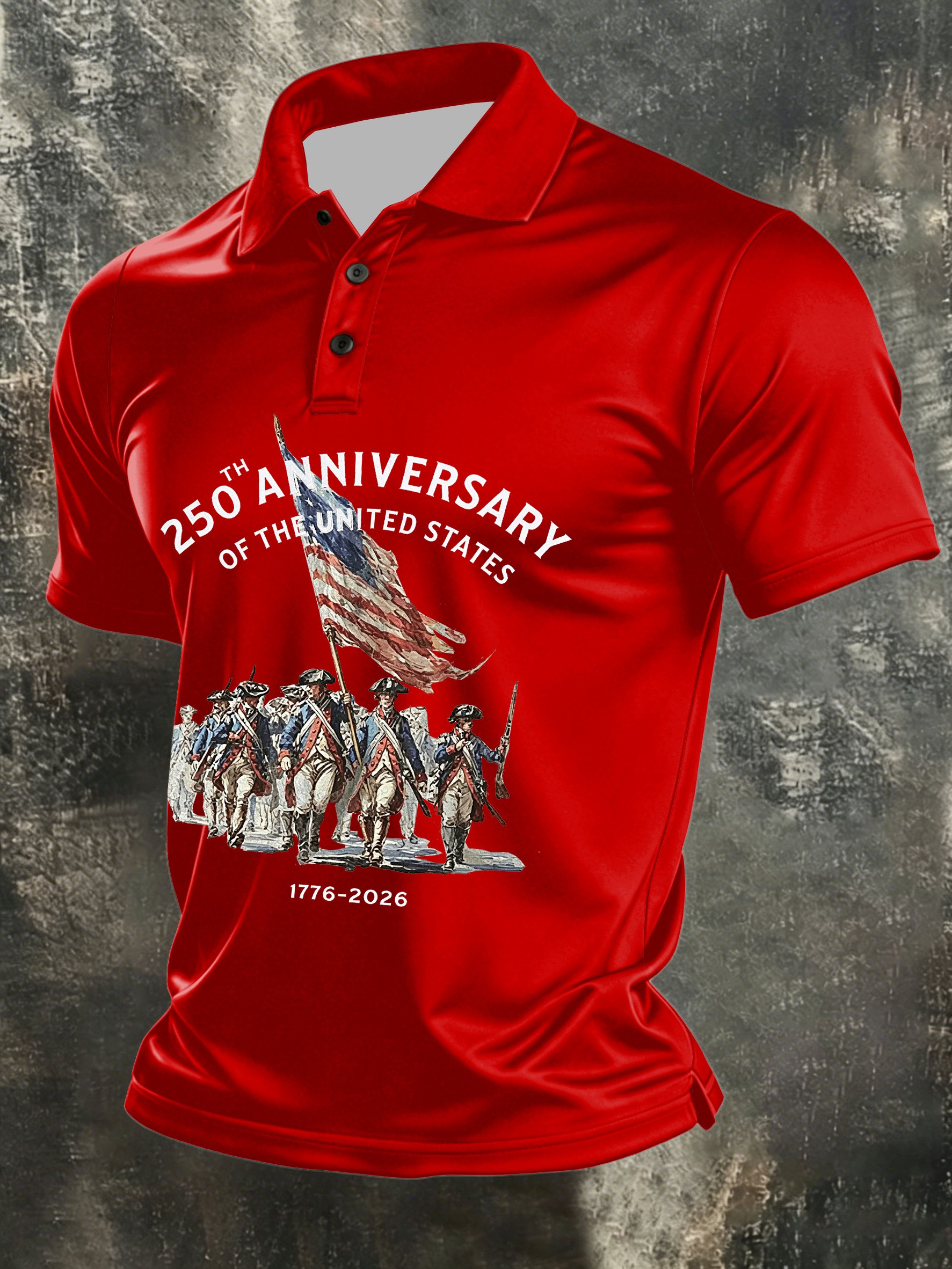 Men's America 250th Anniversary Print Casual Polo Shirt