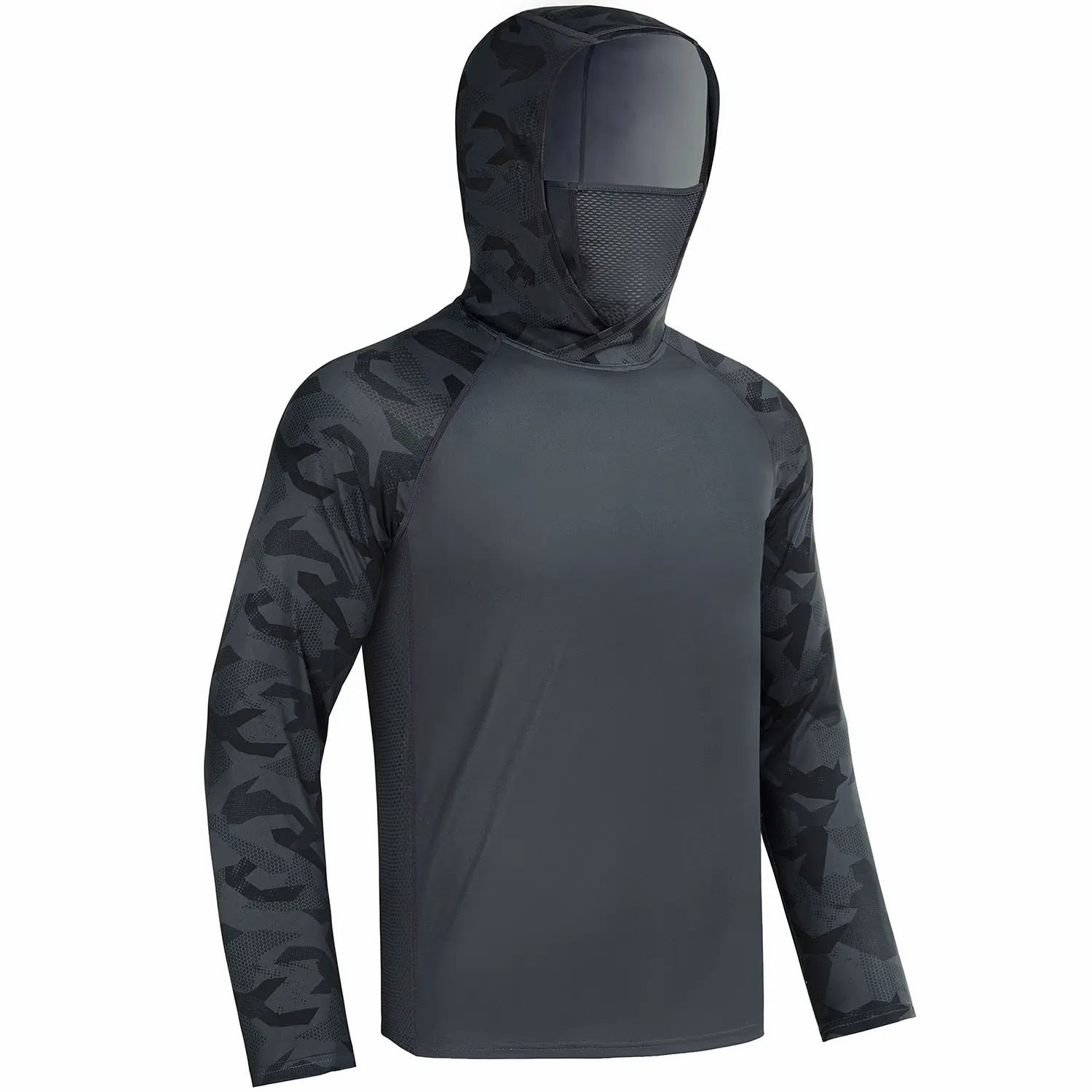 Men's UPF 50+ Sun Hoodie with Built-in Mask & Neck Gaiter – Lightweight Cooling Activewear