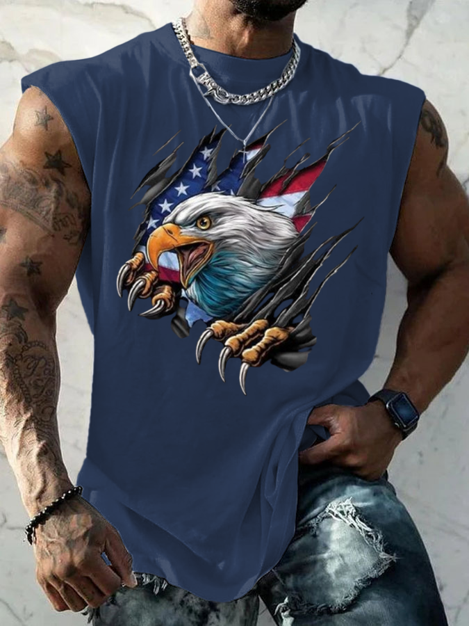 Men's Vintage America Flag Print Vests