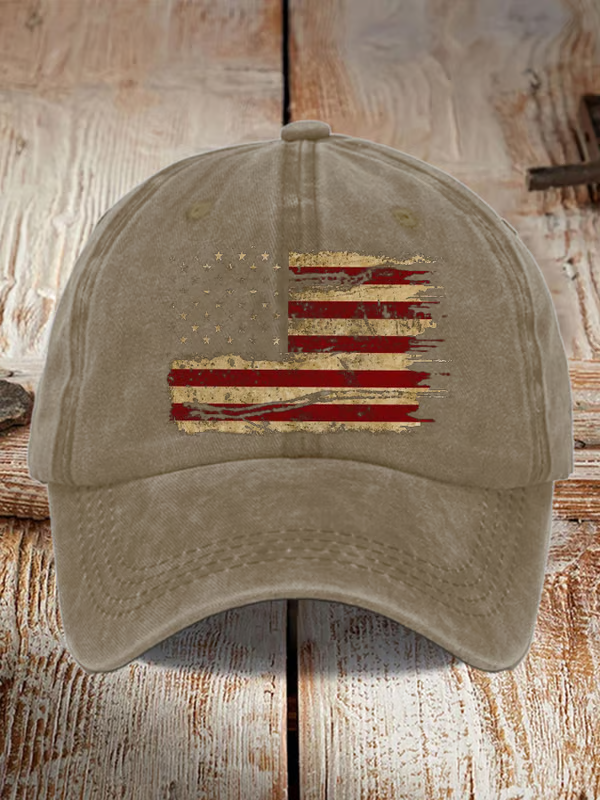 Unisex Distressed Washed Cotton Print Hat