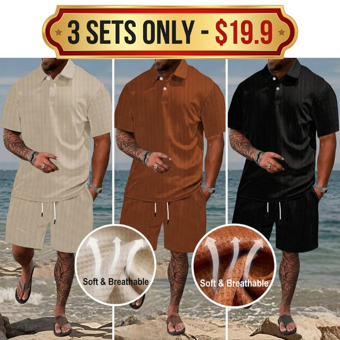 🏖️ Men’s Athletic 2-Piece Summer Set – Short Sleeve Tee & Casual Shorts Outfit