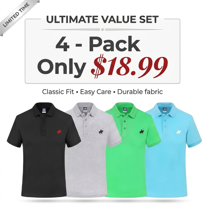 🔥Last Day Promotion!🔥Men's 100% Cotton Pique Short Sleeve Polo Shirts