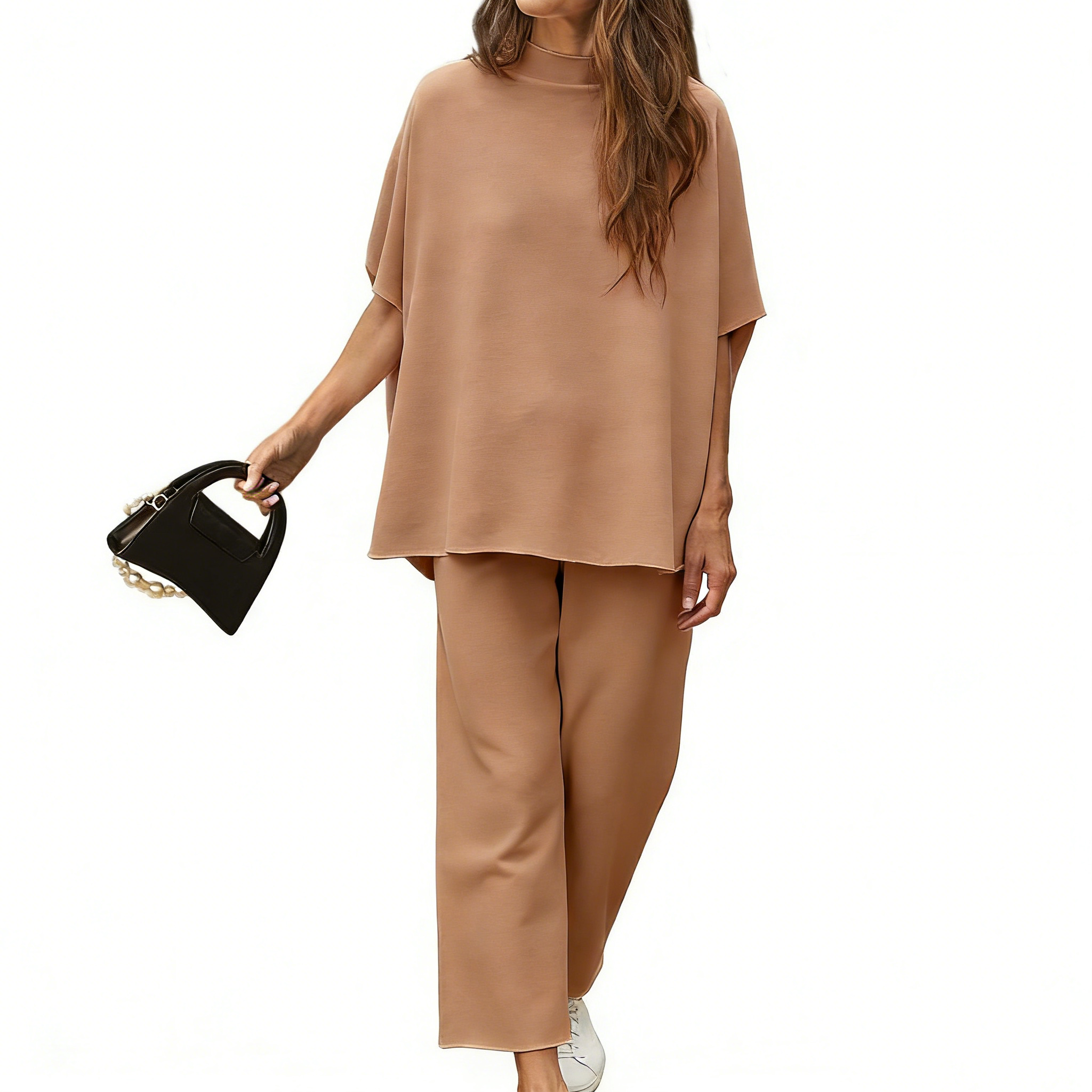Women's Batwing Sleeve Capelet & Wide Leg Pants Lounge Set