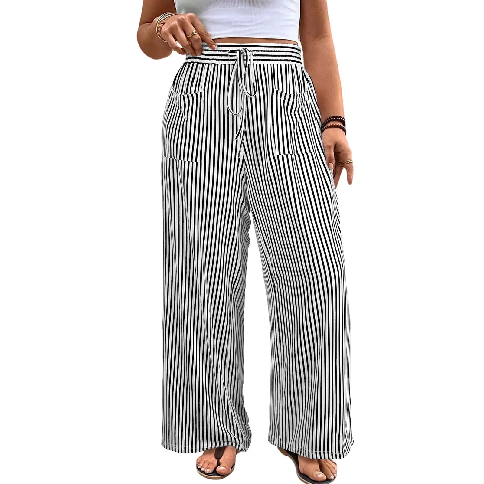 🔥LAST DAY SALE 90% OFF💕Striped Wide-Leg Palazzo Pants