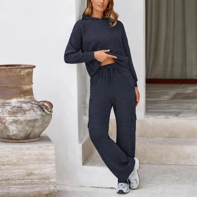 Women’s 2-Piece Knit Hoodie & Wide Leg Set