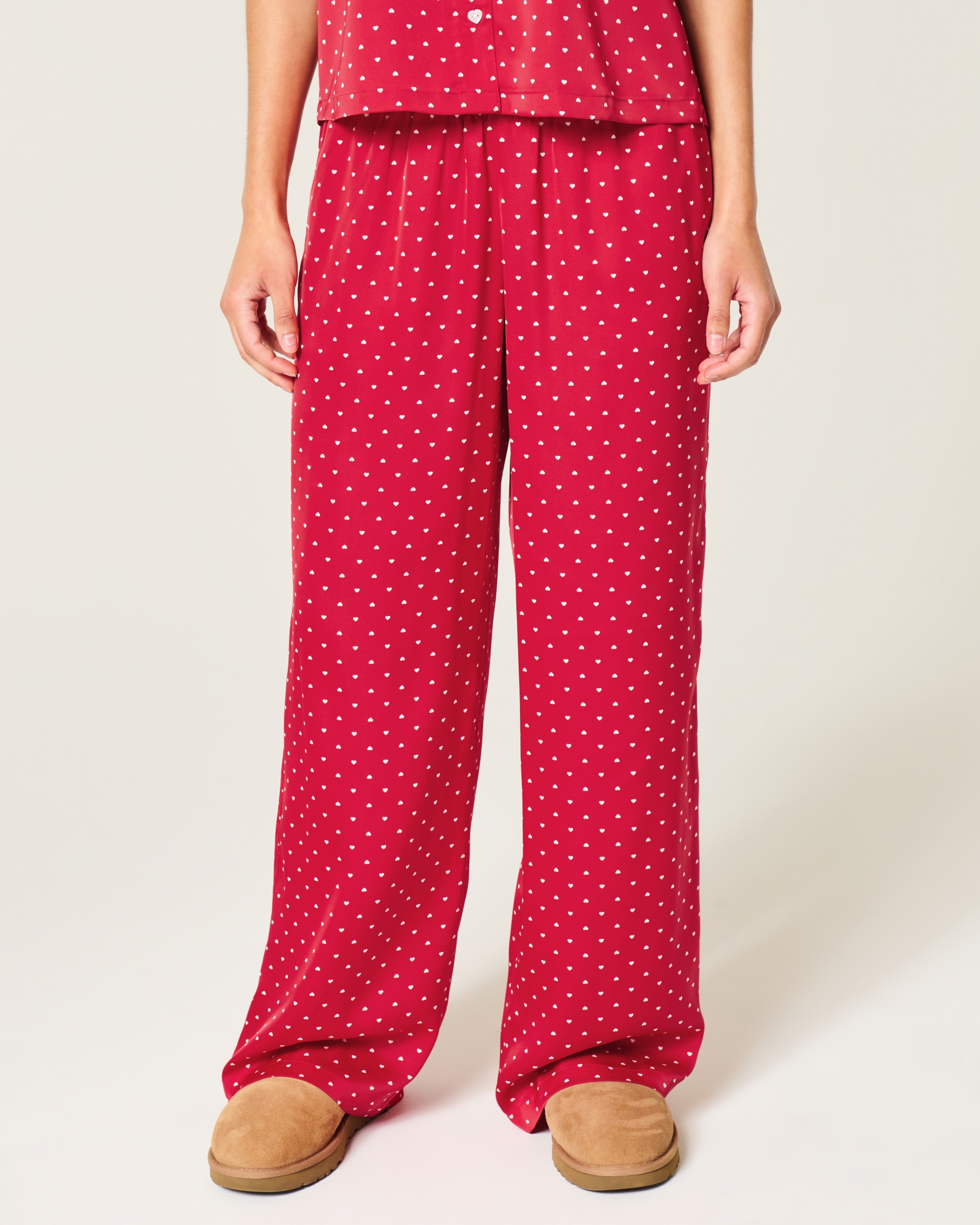 Heart Pattern Wide-Leg Pants