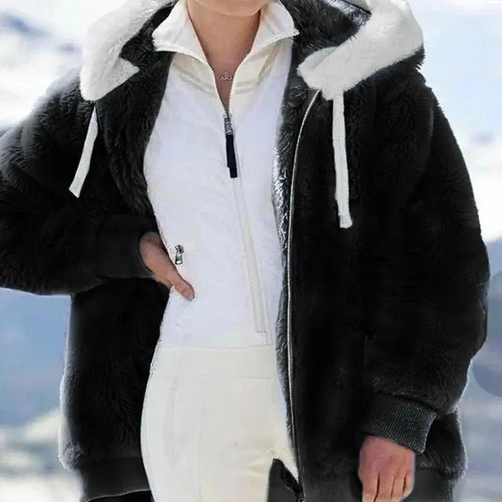 6-Pack Ladies Warm Teddy Bear Fluffy Coat Hooded Fleece Jacket Outwears