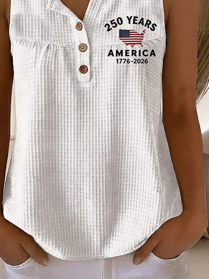 Women's Independence Day Print Waffle-Knit Top
