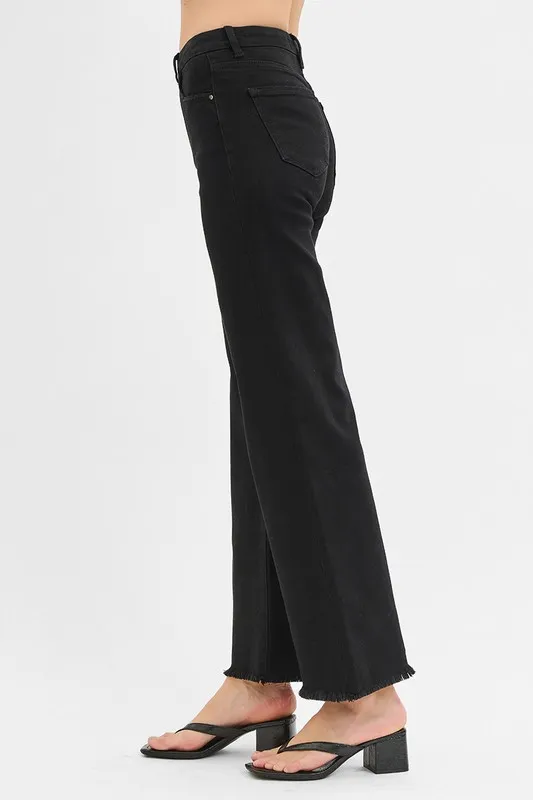 Full Size Tummy Control High Rise Wide Jeans Plus Size