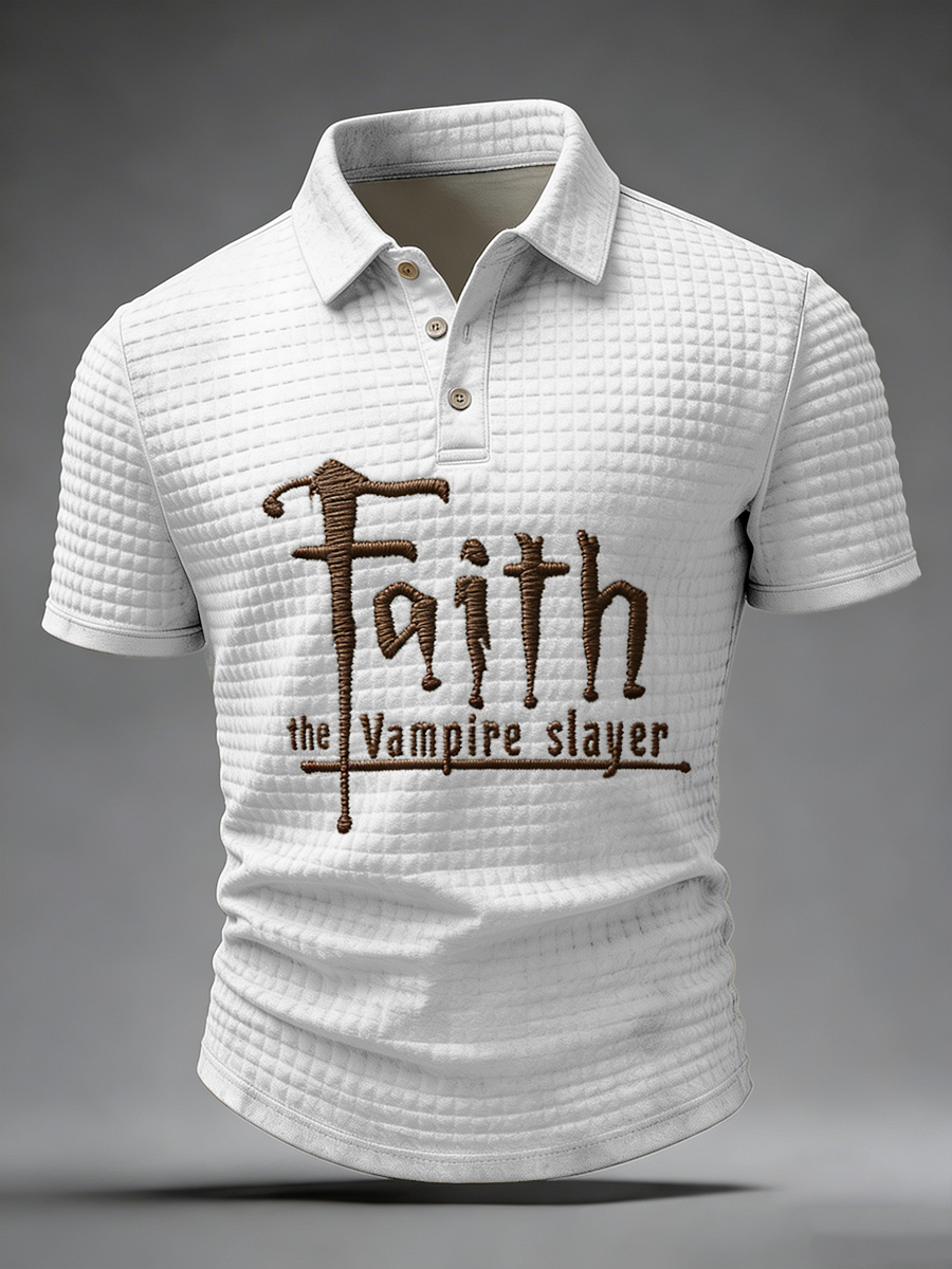 Faith The Vampire Slayer Vintage Waffle Knit Polo Shirt