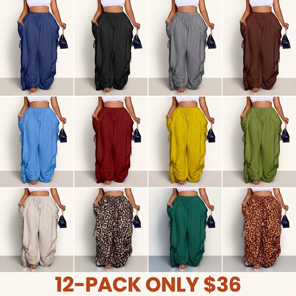 Women's Casual Loose High-Waisted Wide-Leg Trousers