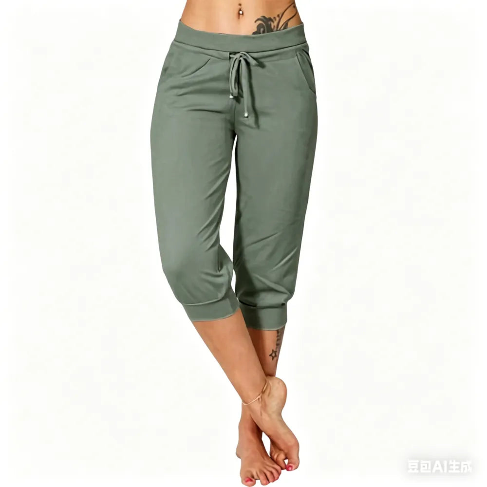⚡️Factory wholesale promotion⚡️ Women's Solid-Color Drawstring Waist Cropped Pants