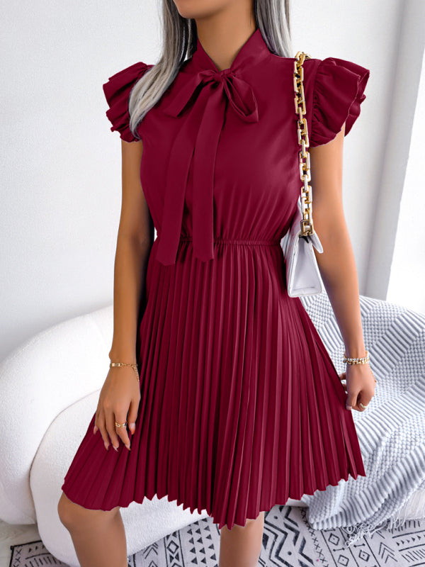 Temperament Lace-Up Waist Pleated Skirt