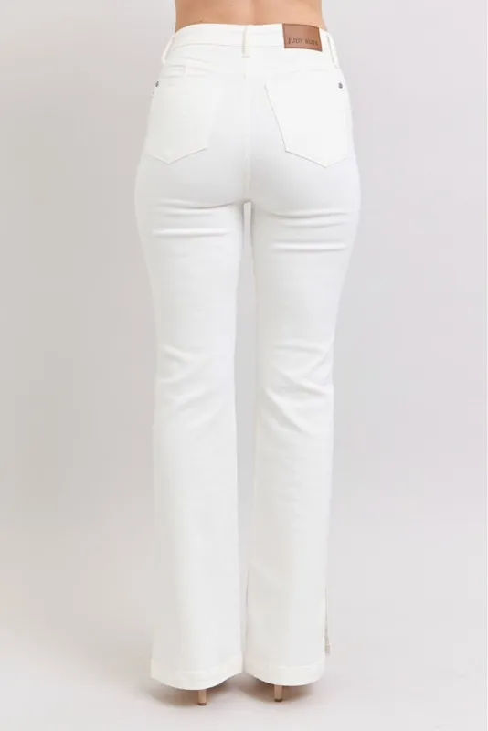 Blue Full Size High Waist Side Slit Slim Bootcut Jeans Plus Size