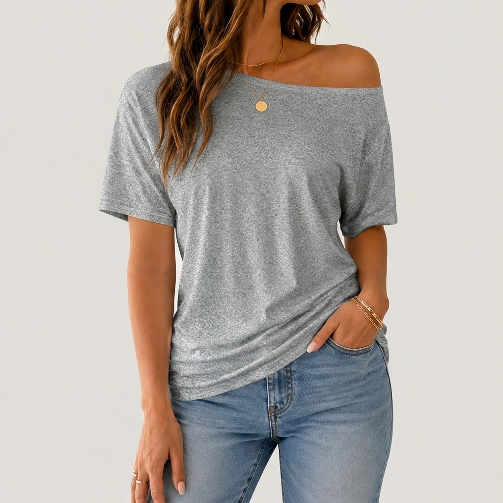 Women's Solid Color Minimalist Loose Tee Top