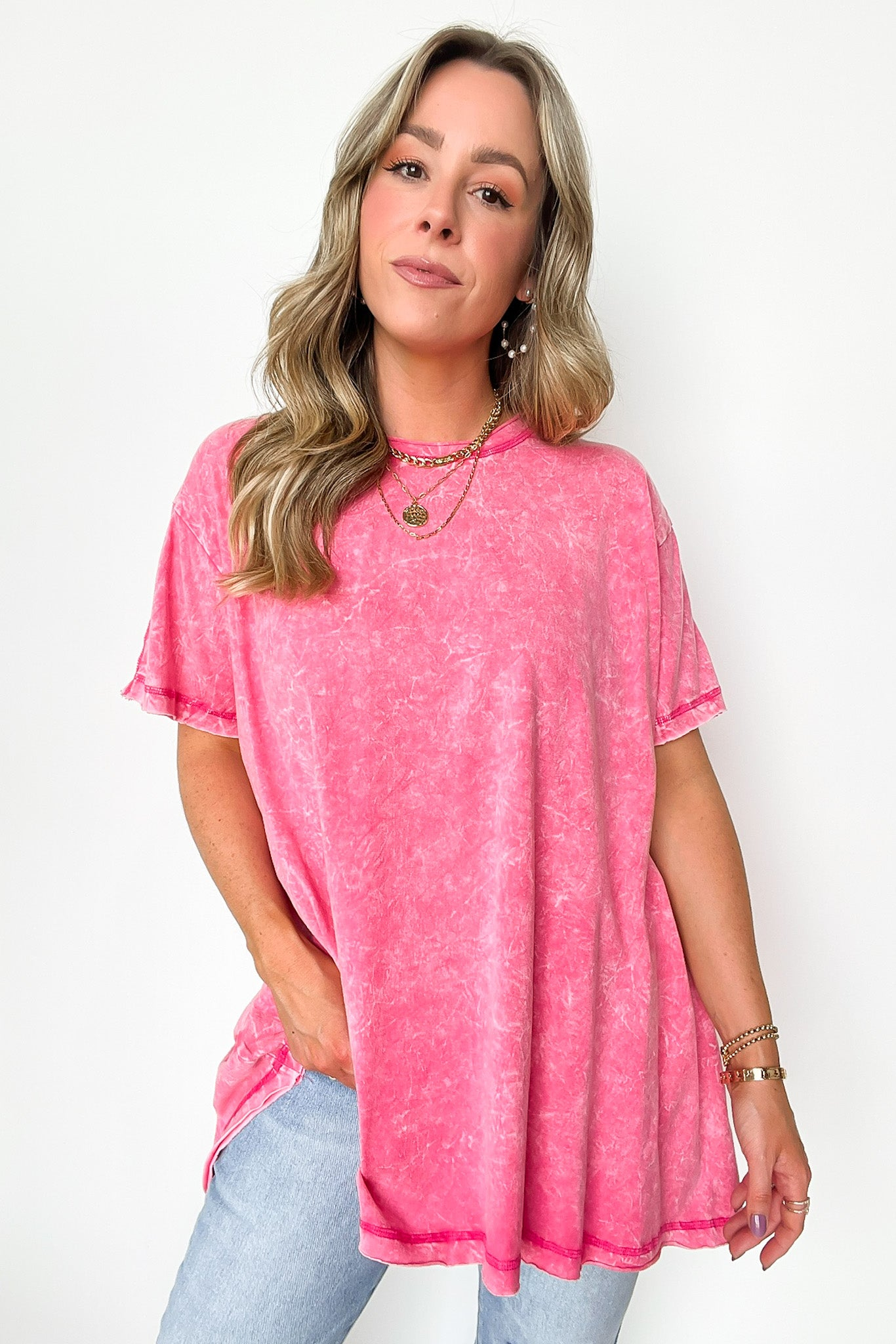 Mother's Day Sale💕Washed Drop Shoulder Relaxed Top