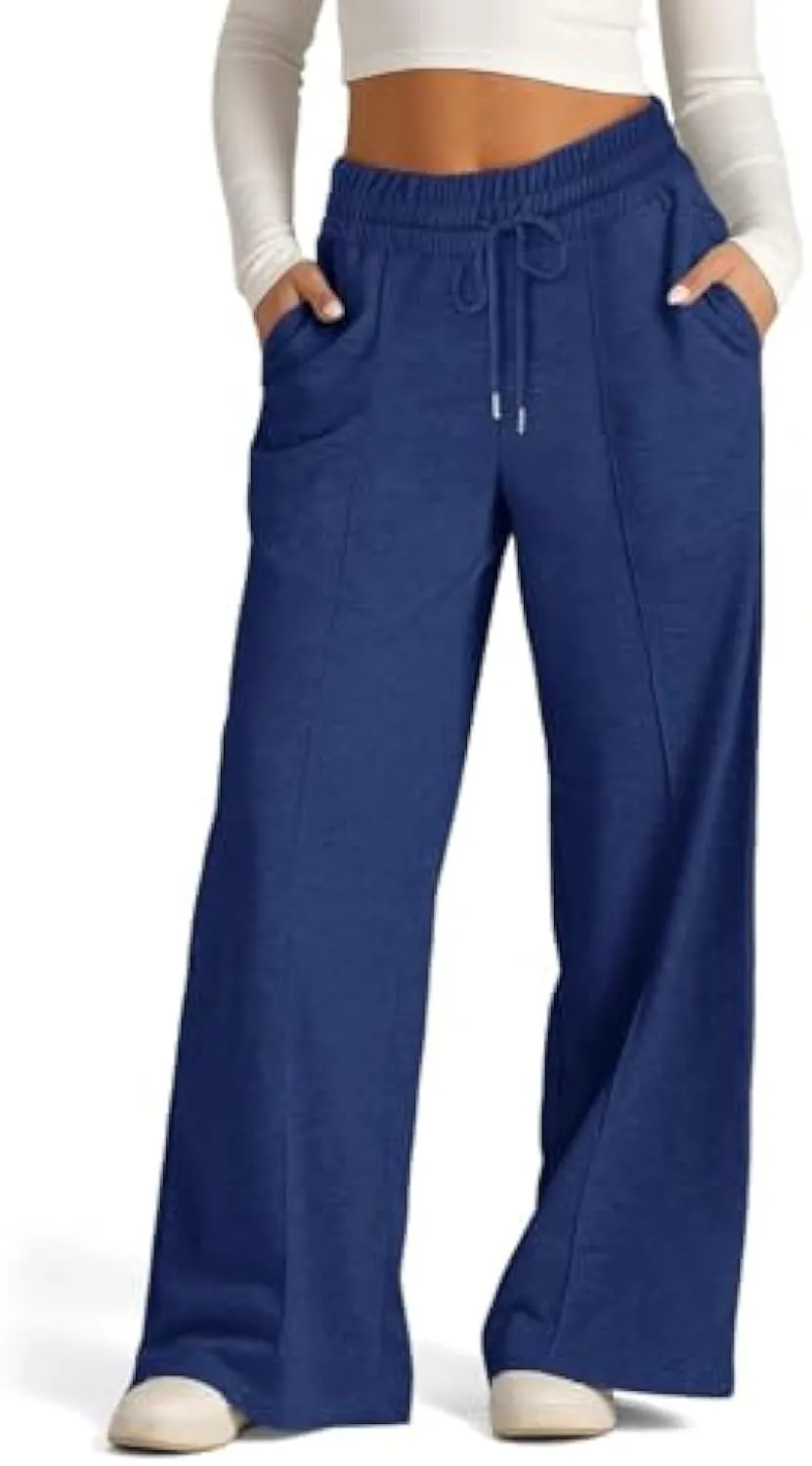 Wide Leg Sweatpants Women Drawstring High Waisted Joggers