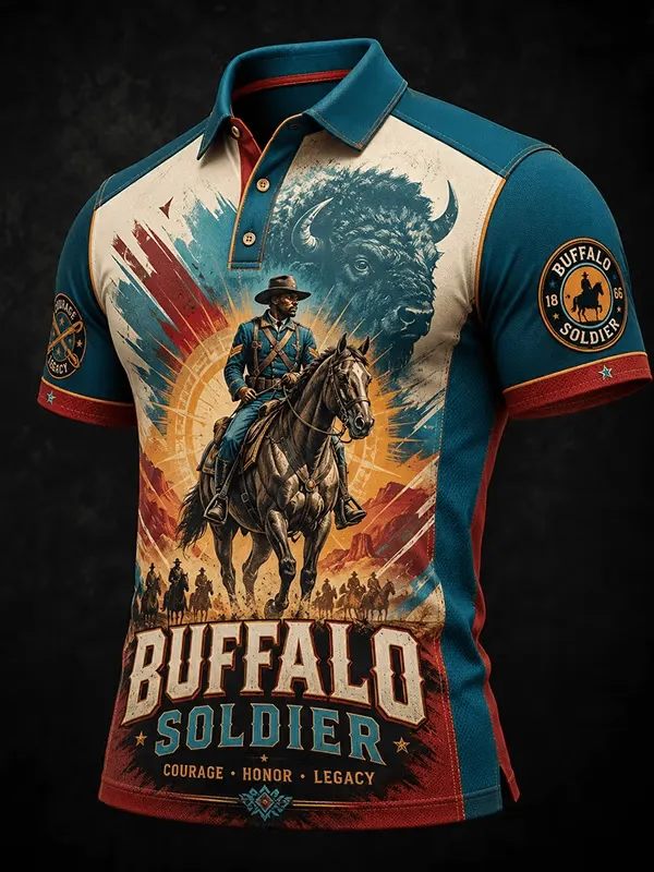 Men's Juneteenth Buffalo Soldier Cycling Art Print Top