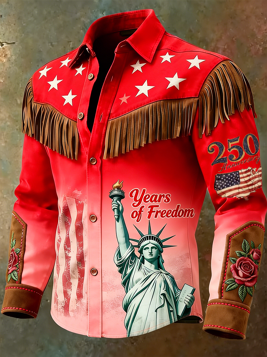 250 Years of Freedom Statue of Liberty Gradient Fringe Shirt