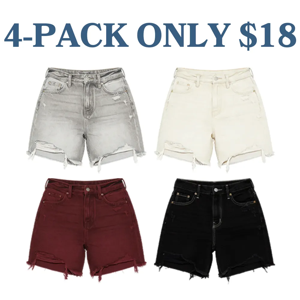 Women Ripped Denim Shorts