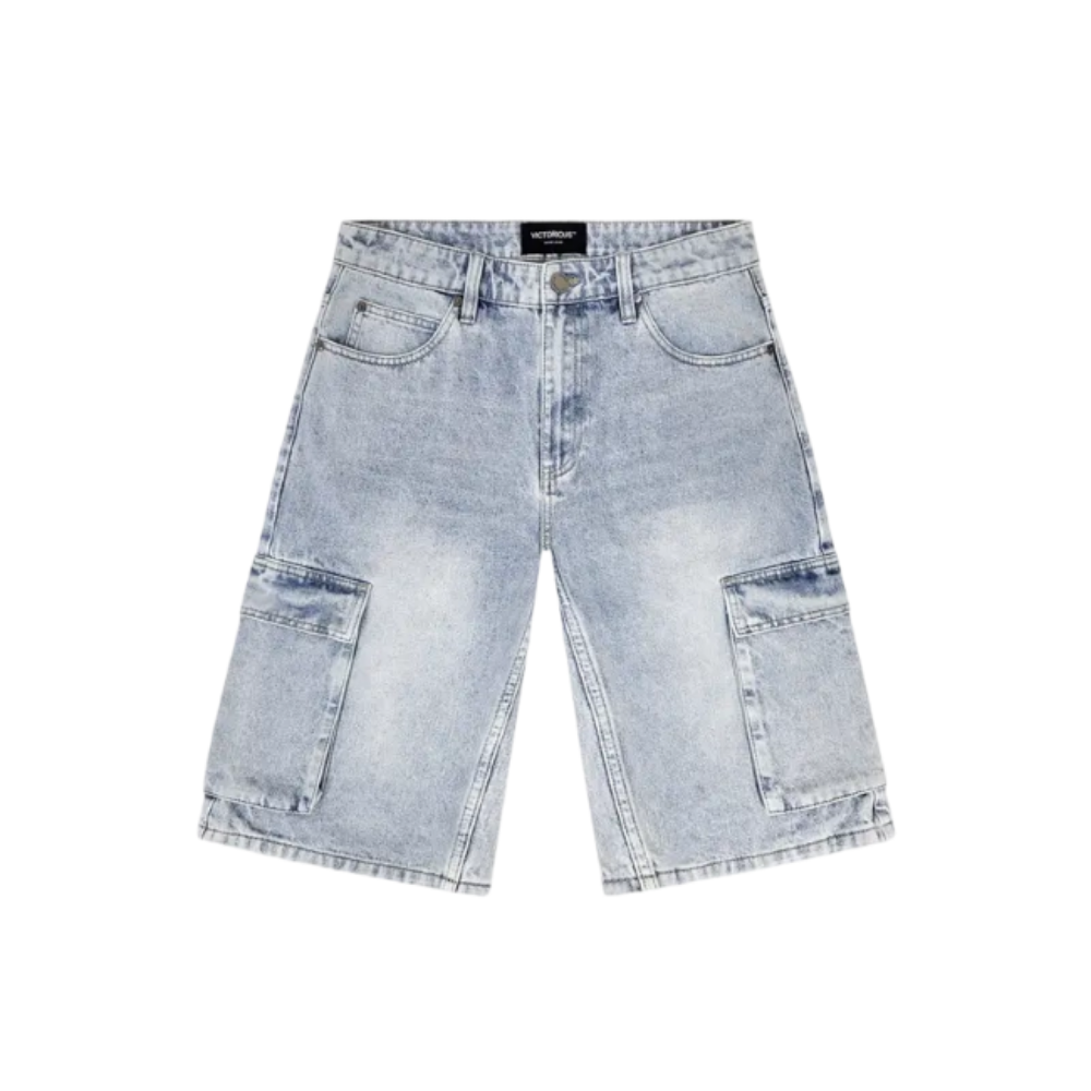 Baggy Fit Cargo Denim Shorts