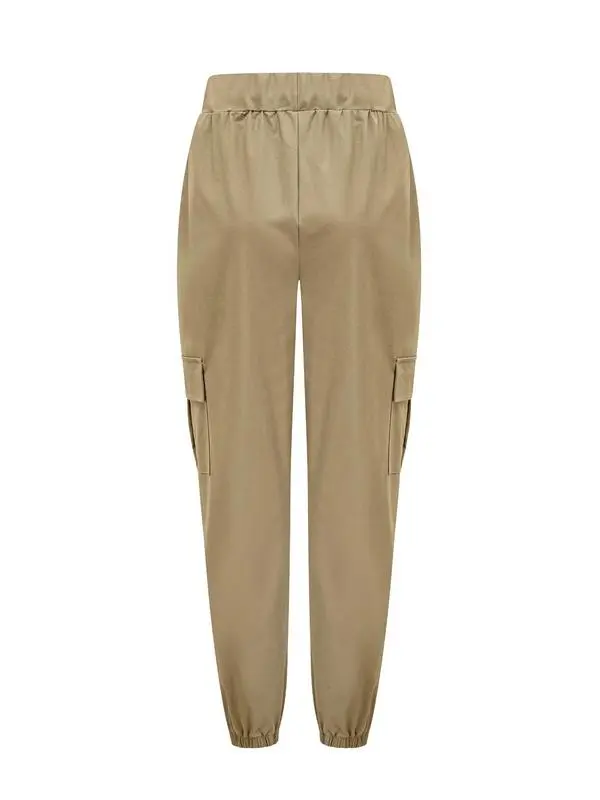 Women's Plain Drawstring Waist Cargo Pants, Casual Pocket Trousers for Daily Wear, Ladies Bottoms for All Seasons