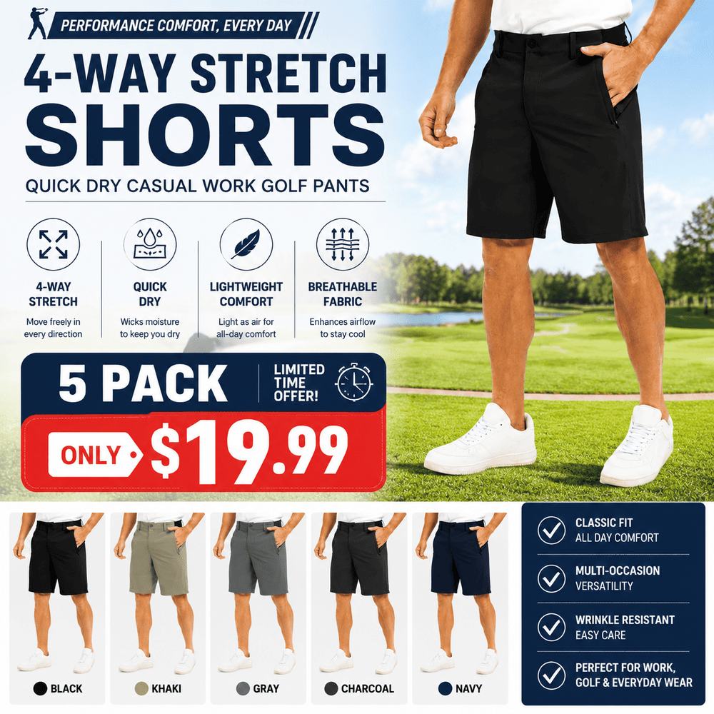 Men's 4-Way Stretch Quick Dry Golf Shorts