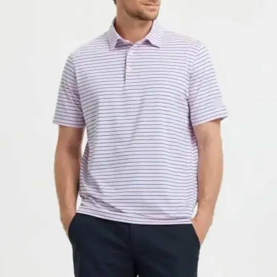 Men's Golf Striped Short Sleeve Polo Shirts Performance Comfortable Shirt