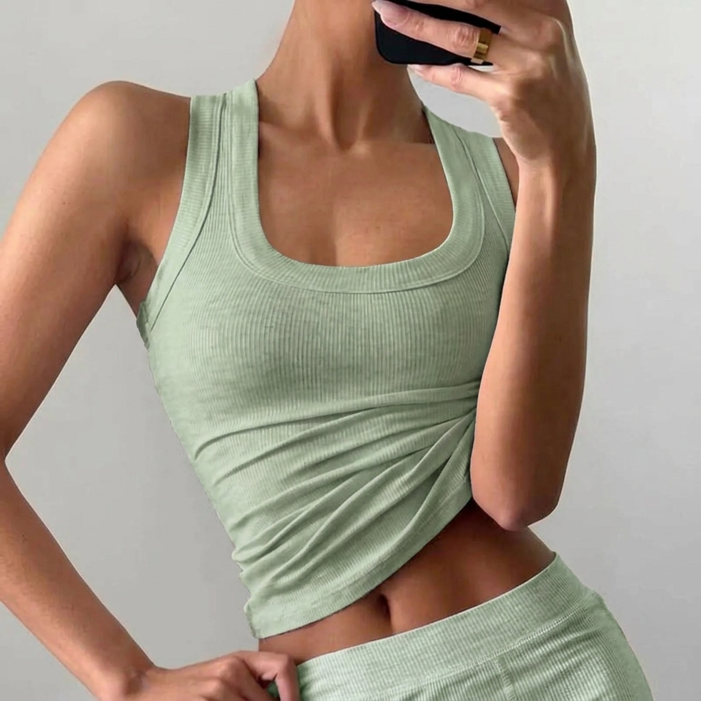 Women's Ribbed Tank Top – Slim Fit Sleeveless Summer Top