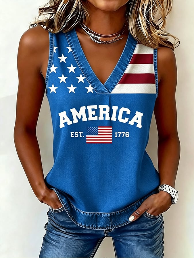 Women's 250th Anniversary Independence Day Flag Art Print Top
