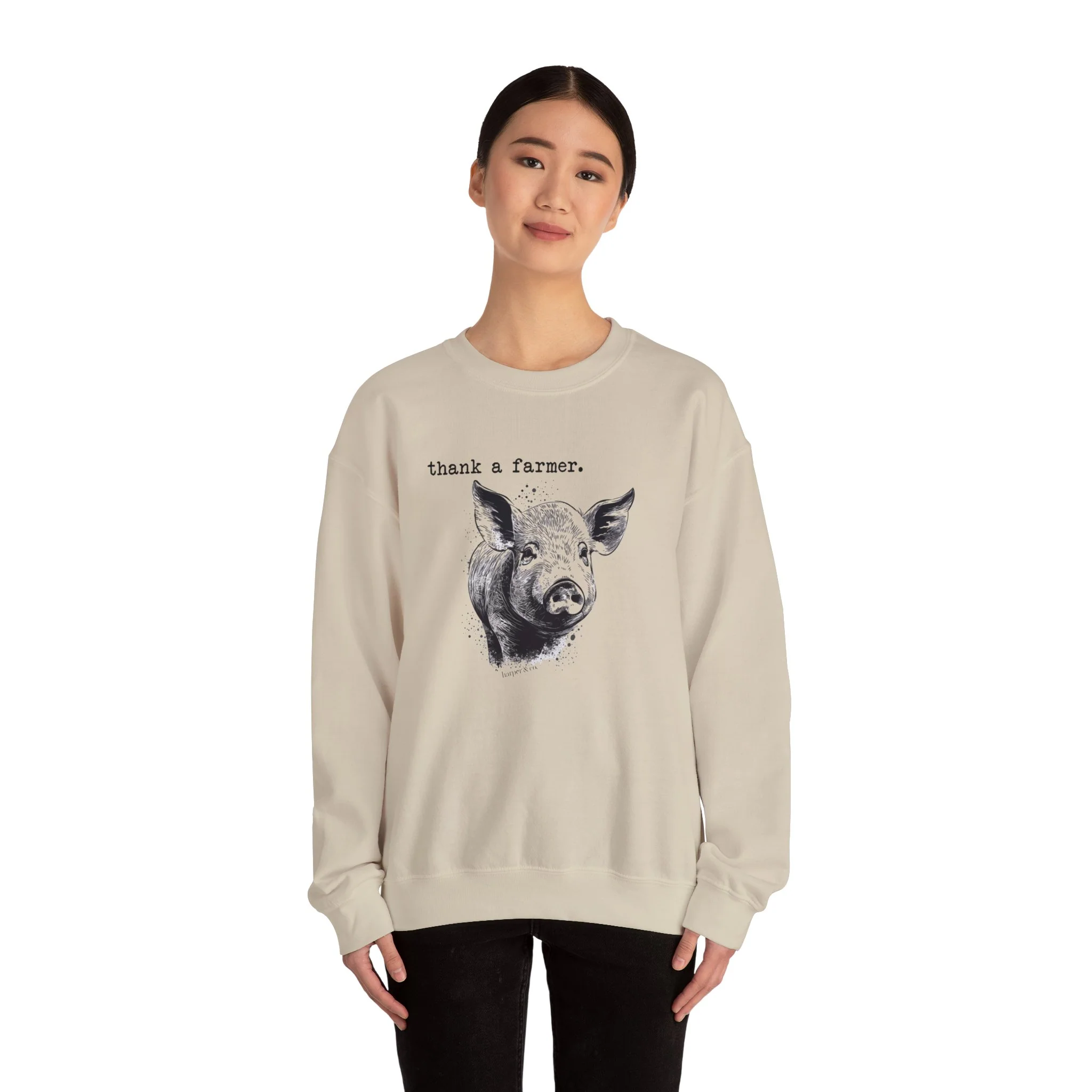 Thank a Farmer Pig Unisex Heavy Blend? Crewneck Sweatshirt
