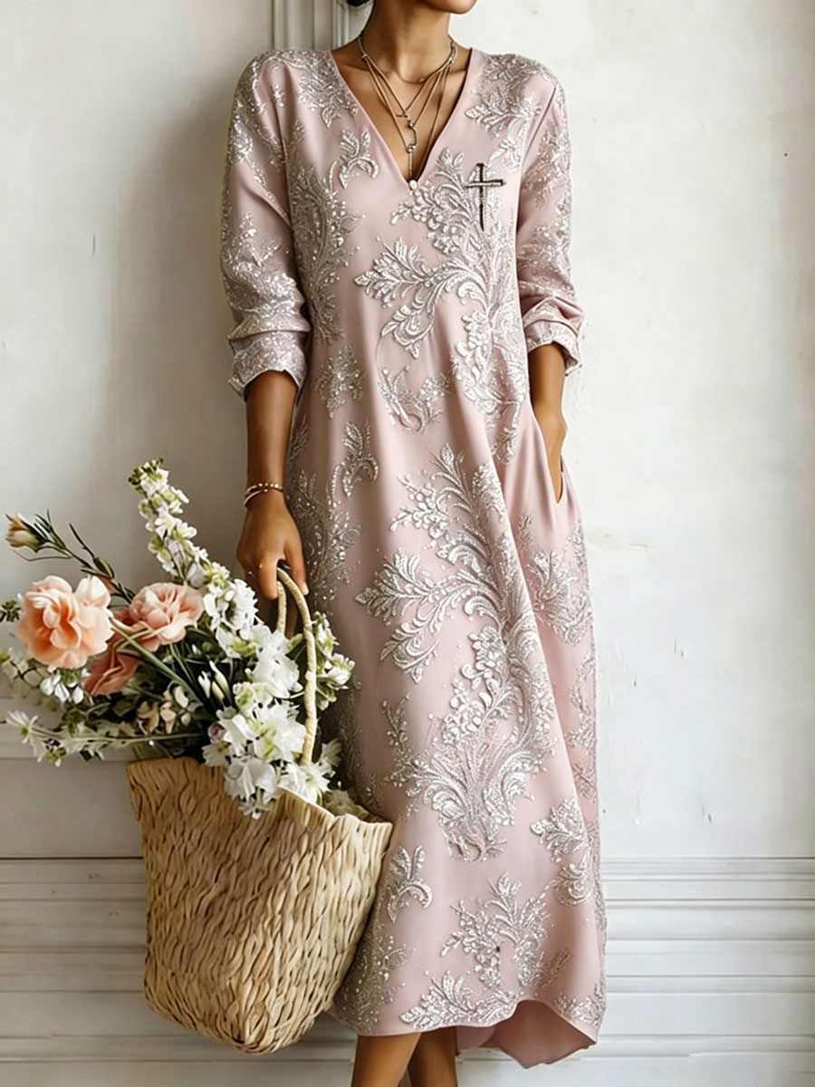 Women'S Cotton And Linen Casual Printed Loose Dress