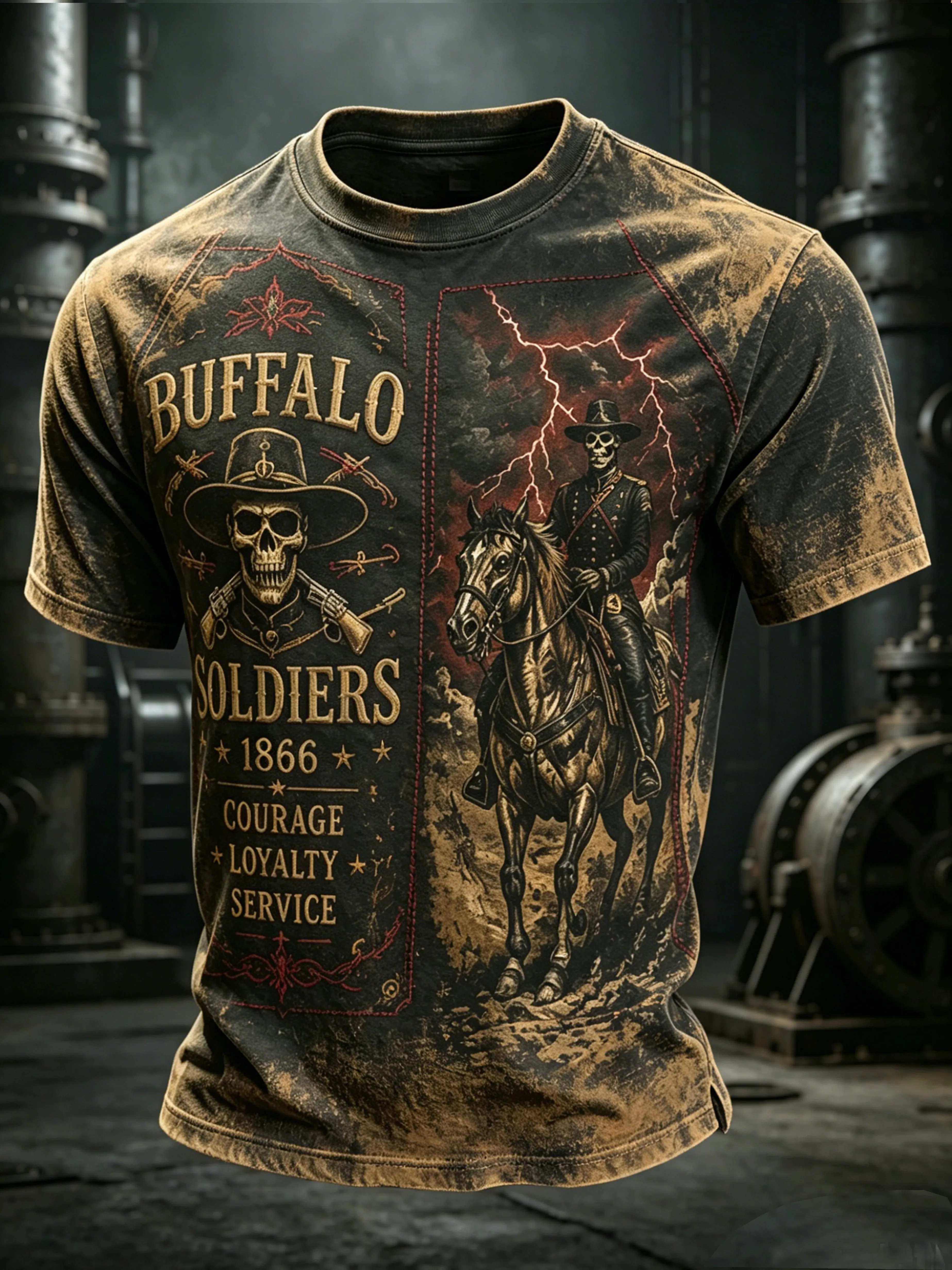 Men's Juneteenth Buffalo Soldiers Riding Art Graphic Top