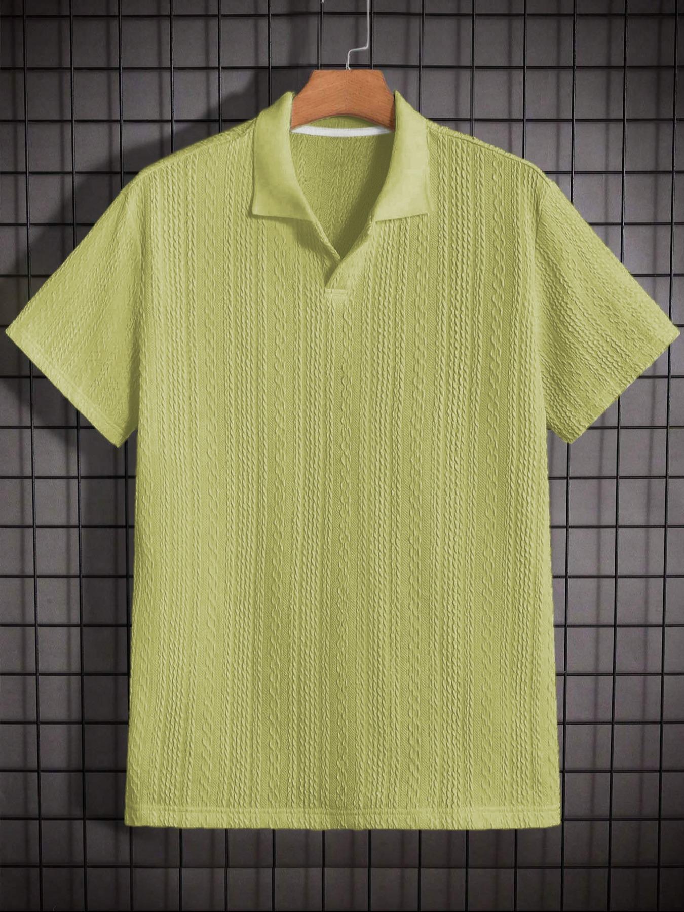 Men's Solid-Color Jacquard Knit Polo Shirt