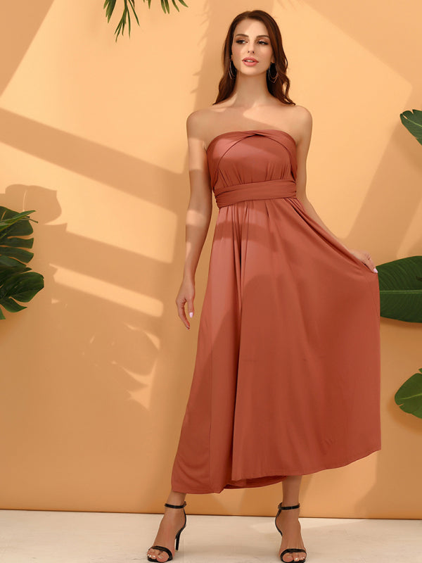 Multi-wear Fado rope cross backless sexy maxi bandage dress