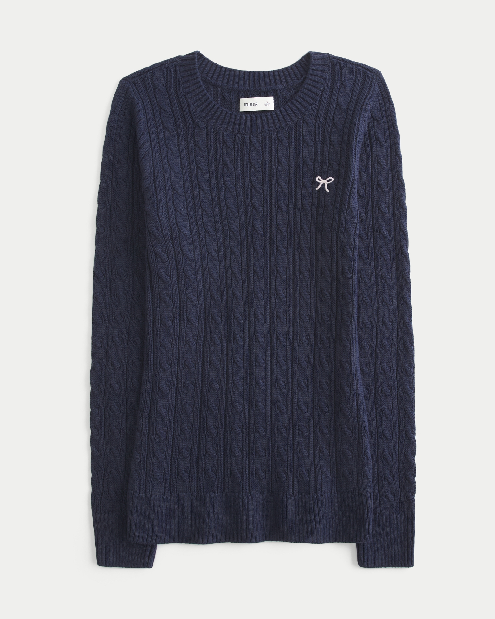 Cable-Knit Heart Crew Sweater