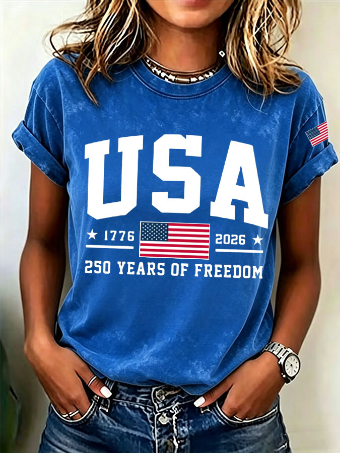 Women'S  America Flag Printed Casual T-Shirt