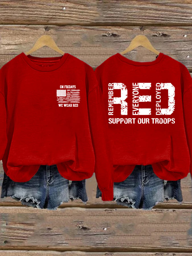 Women's Red Friday Print Casual Sweatshirt