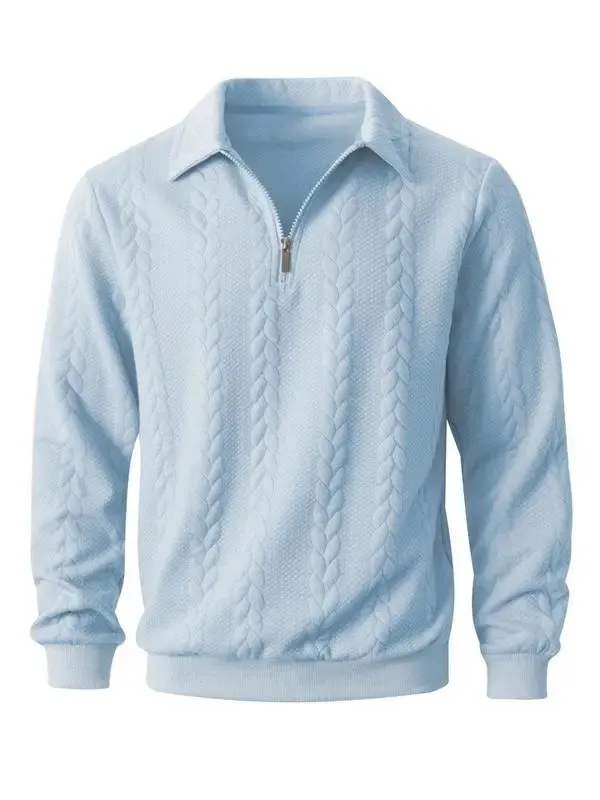 🔥Last Day Promotion!🔥Clearance Sale - Up to 90% Off-Men's Fall Winter Outfits Knitted Polo Neck Long Sleeve Sweatshirt for Daliy Wear