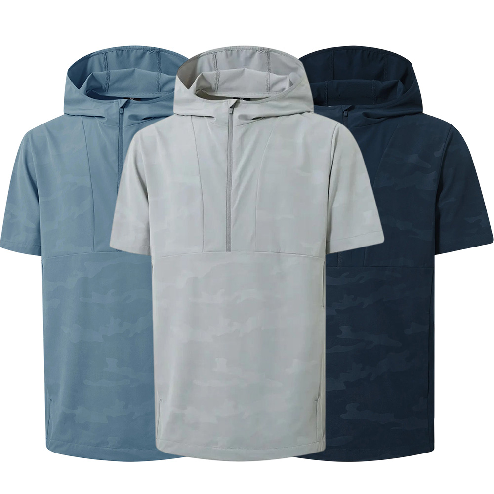 Short Sleeve Hoodies For Men Pocket Water